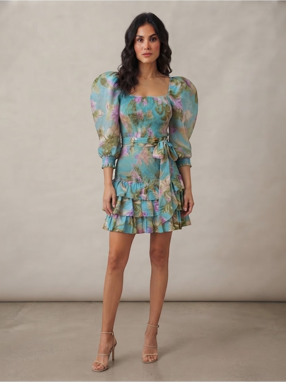 Love the Label Rosa Floral Puff Sleeve Mini Dress –
Size Small